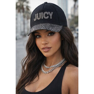 Women's Juicy Couture Black & Silver Glitter Baseball Cap NWT